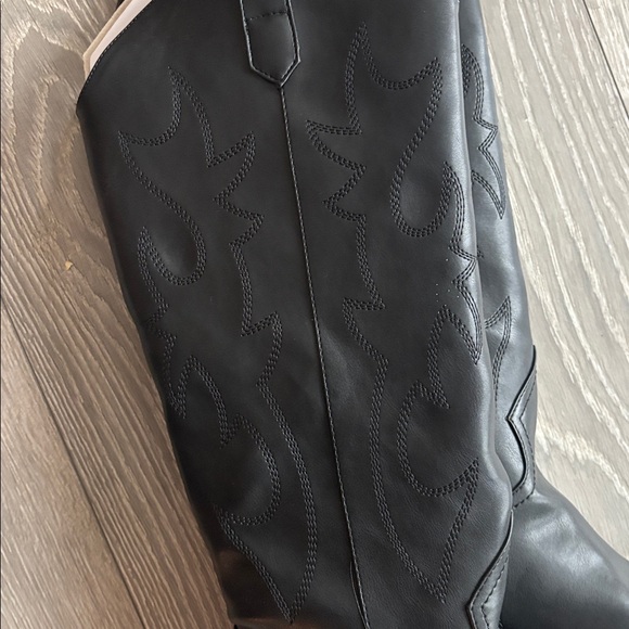 Steve Madden Black Tall Cowboy Boots - Picture 3 of 8